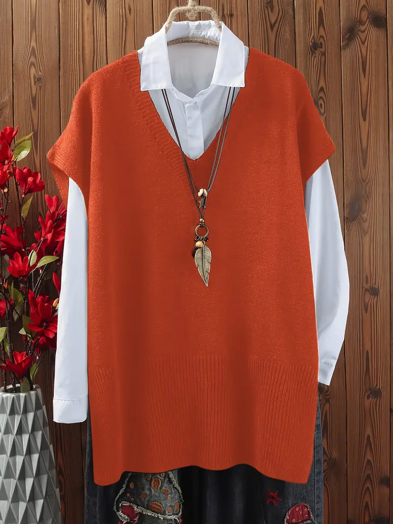Ava – Oversized Knit Sweater Vest