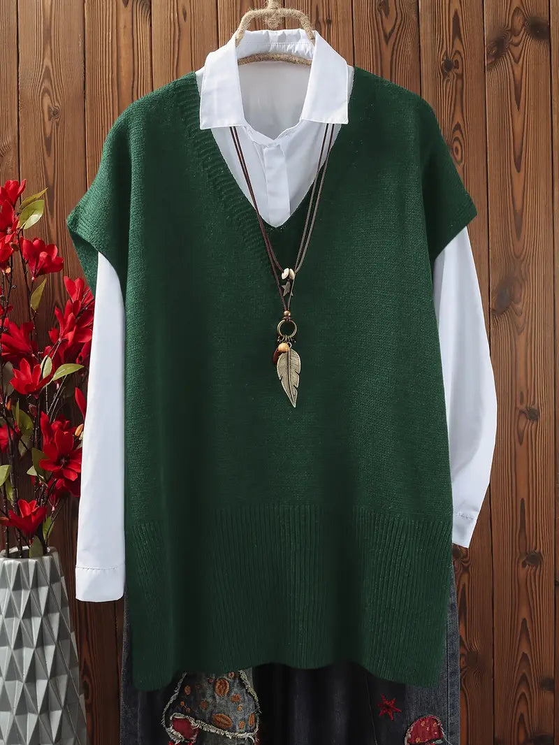 Ava – Oversized Knit Sweater Vest