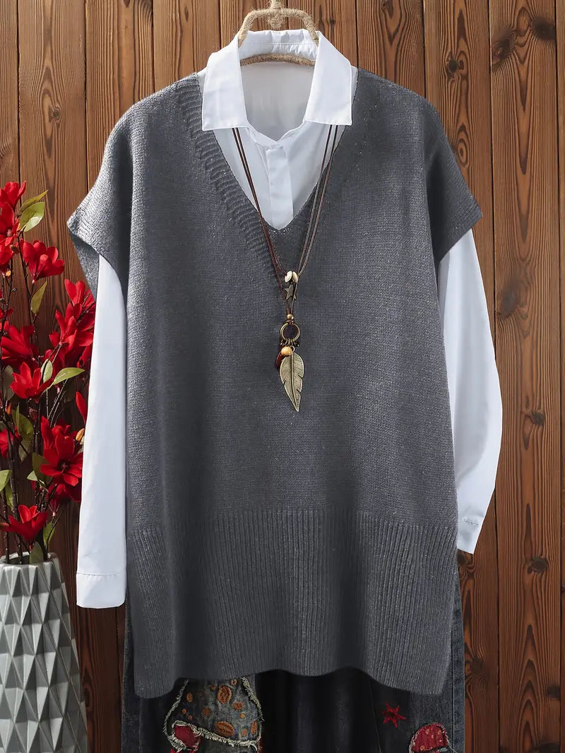 Ava – Oversized Knit Sweater Vest