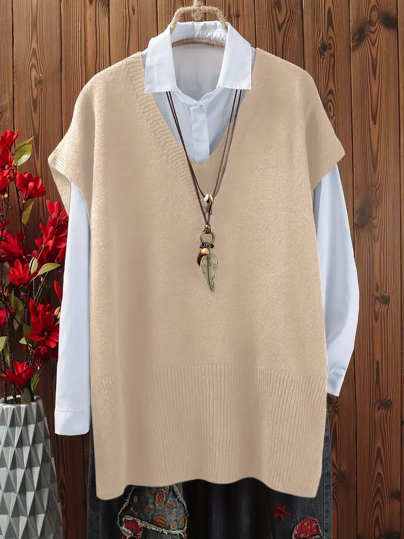 Ava – Oversized Knit Sweater Vest