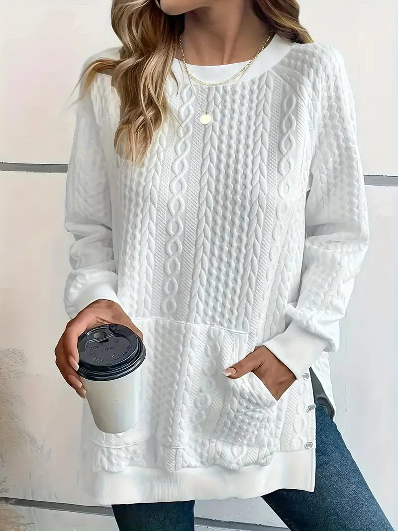 Harper – Quilted Cable Knit Sweatshirt