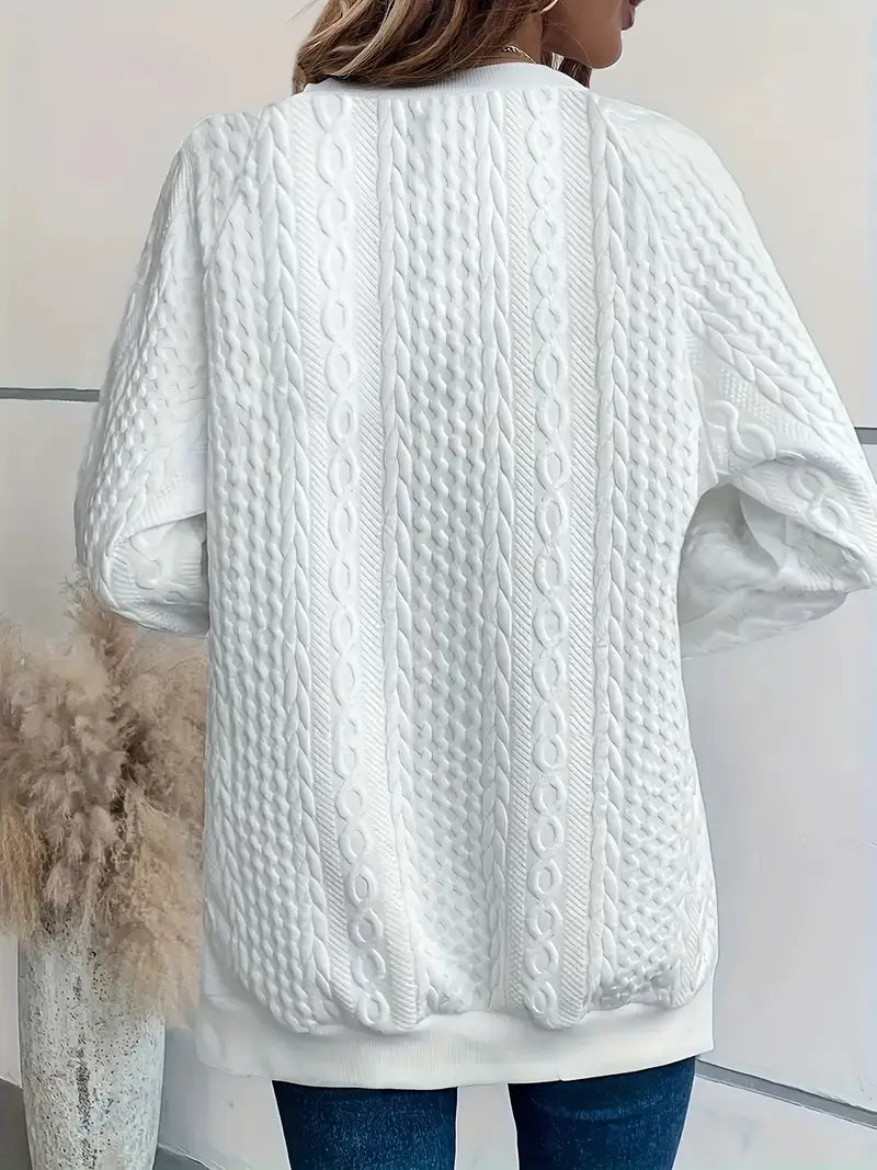 Harper – Quilted Cable Knit Sweatshirt