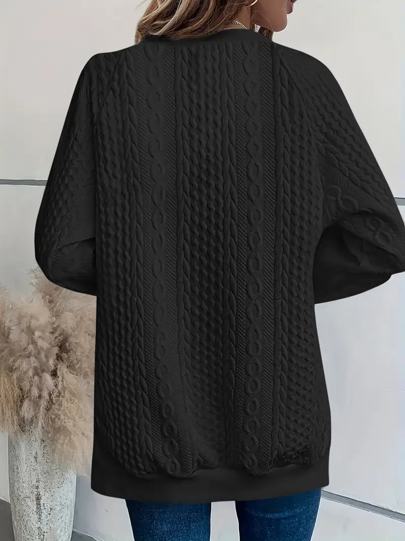 Harper – Quilted Cable Knit Sweatshirt