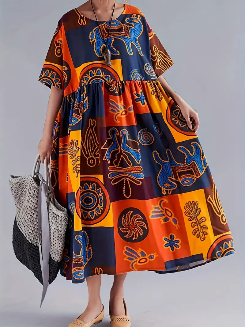 Vibrant Pop Art Print Maxi Dress for Women