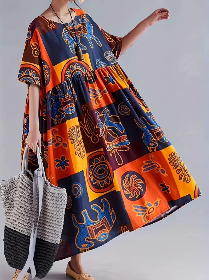 Vibrant Pop Art Print Maxi Dress for Women