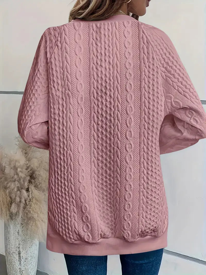 Harper – Quilted Cable Knit Sweatshirt