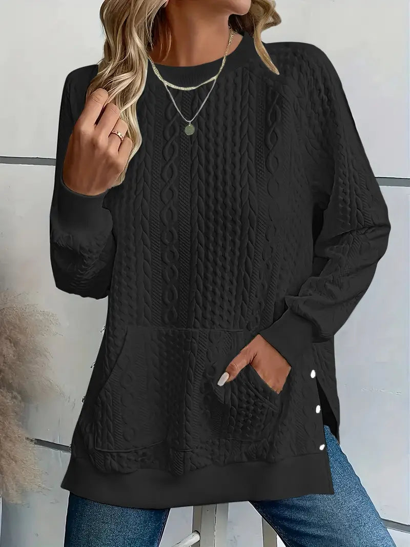 Harper – Quilted Cable Knit Sweatshirt
