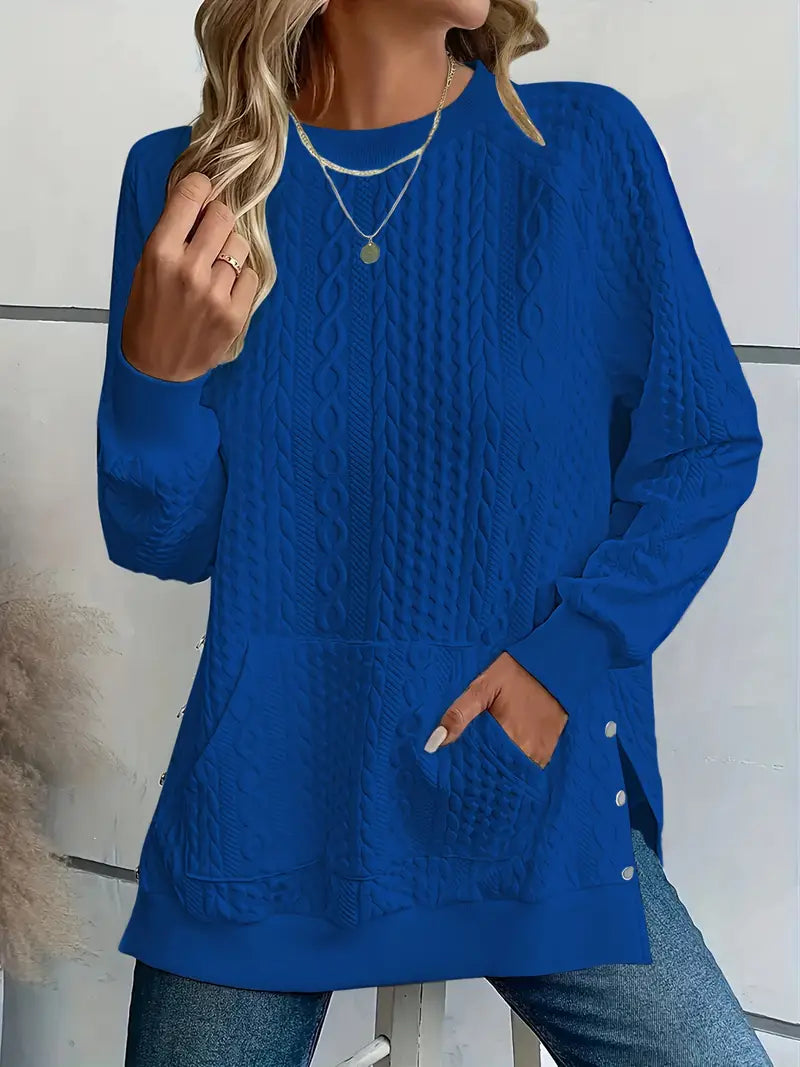 Harper – Quilted Cable Knit Sweatshirt