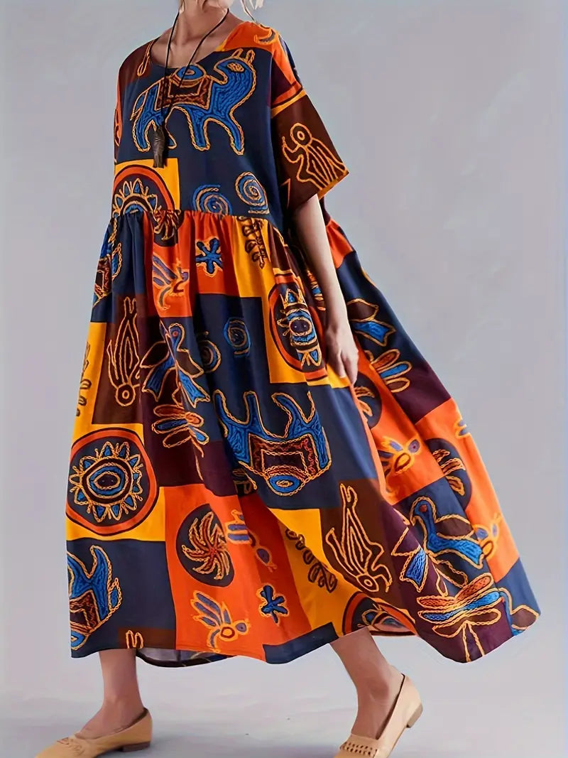 Vibrant Pop Art Print Maxi Dress for Women