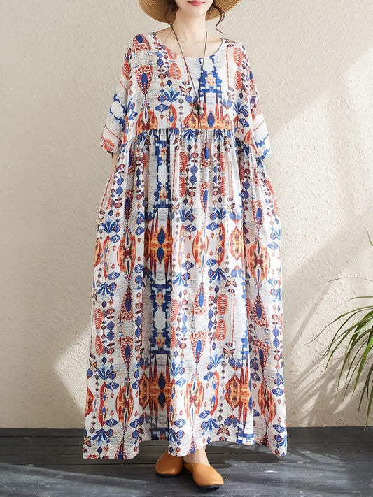 Women's Plus Size Summer Floral Print Maxi Dress