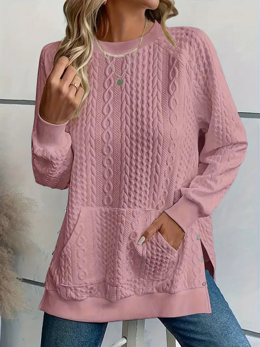 Harper – Quilted Cable Knit Sweatshirt