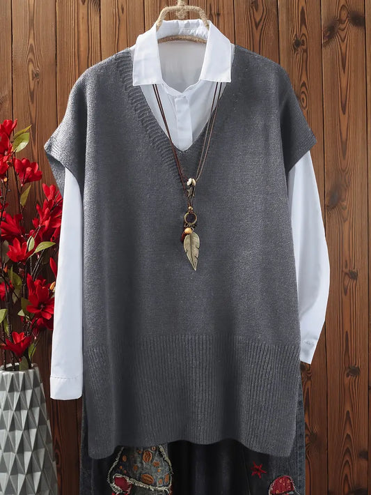 Ava – Oversized Knit Sweater Vest
