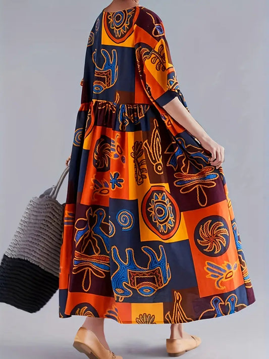 Vibrant Pop Art Print Maxi Dress for Women