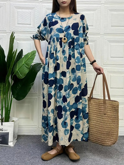 Boho Chic Floral Print Long Sleeve Maxi Dress
