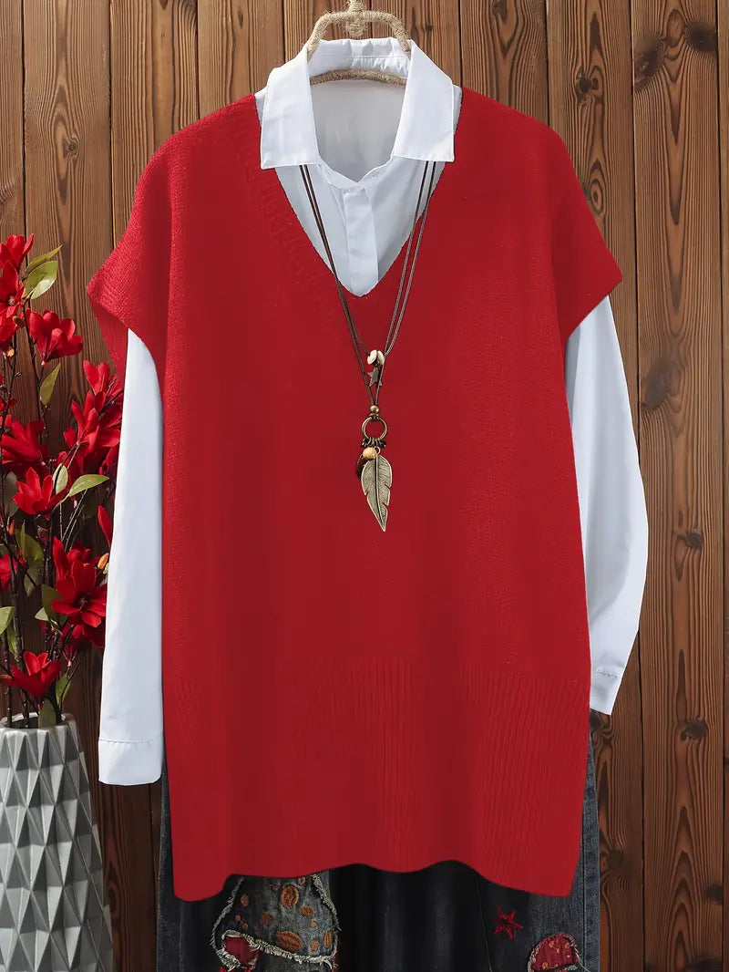 Ava – Oversized Knit Sweater Vest
