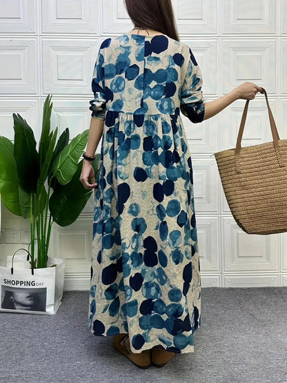 Boho Chic Floral Print Long Sleeve Maxi Dress